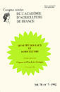 Qualit des eaux & agriculture (Comptes rendus Vol.78 N 7/1992)